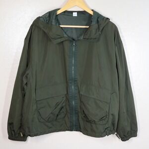 Old Navy Women Green Lightweight Hooded Anorak‎ Jacket Size L